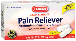 Leader Extra-Strength Pain Relief Caplets, 500 mg (50 Count)
