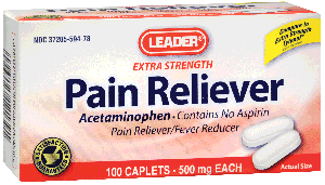 Leader Extra-Strength Pain Relief Caplets, 500 mg (100 Count)