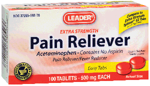 Leader Extra-Strength Pain Relief Easy Tabs, 500 mg (100 Count)