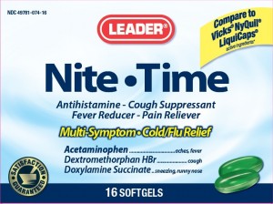 Leader Nite-Time Antihistamine Softgels for Cold and Flu Relief (16 Count)