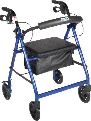 Aluminum Rollator with Fold Up and Removable Back Support and Padded Seat, Blue