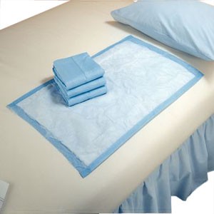 "Disposable Underpads 36"" L x 23"" W, Blue Polyethylene Backing"