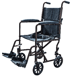 "Transport Chair with Swing Away Foot Rest 19"" Width, Aluminum, Black"