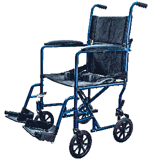 "Transport Chair with Swing Away Foot Rest 19"" Width, Aluminum, Blue"
