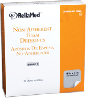 "ReliaMed Sterile Latex-Free Non-Adherent Foam Dressing 4"" x 4"""