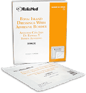 "ReliaMed Sterile Latex-Free Foam Island Dressing with Adhesive Border 6"" x 6"" with 4"" x 4"" Pad"
