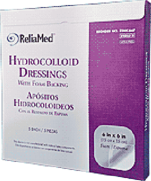 "ReliaMed Sterile Latex-Free Hydrocolloid Dressing with Foam Back 6"" x 6"""