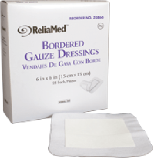 "ReliaMed Sterile Bordered Gauze Dressing 6"" x 6"""