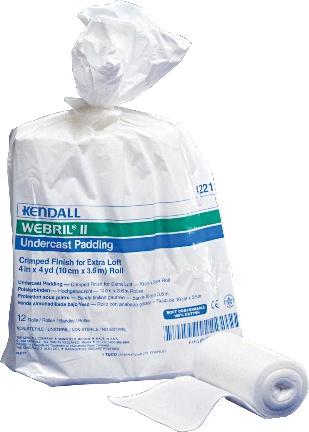 "WEBRIL II Undercast Padding 4"" x 4 yds."