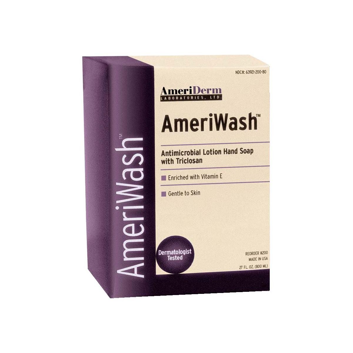AmeriWash Antimicrobial Lotion Soap with Triclosan, 800 mL