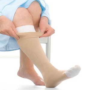 UlcerCare Knee-High Compression Stockings with Liner 2X-Large, Beige