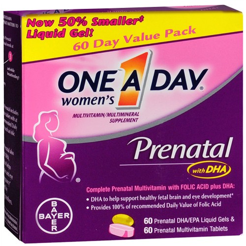 One A Day Women's Prenatal Vitamins, 60+60 Count