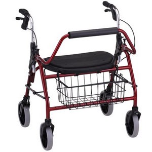 Mighty Mack Heavy Duty Rolling Walker, Red, 600 lb Weight Capacity