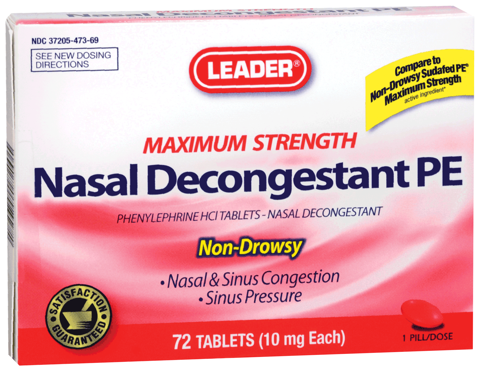Leader Nasal Decongestant PE Tablets 10 mg (72 Count)