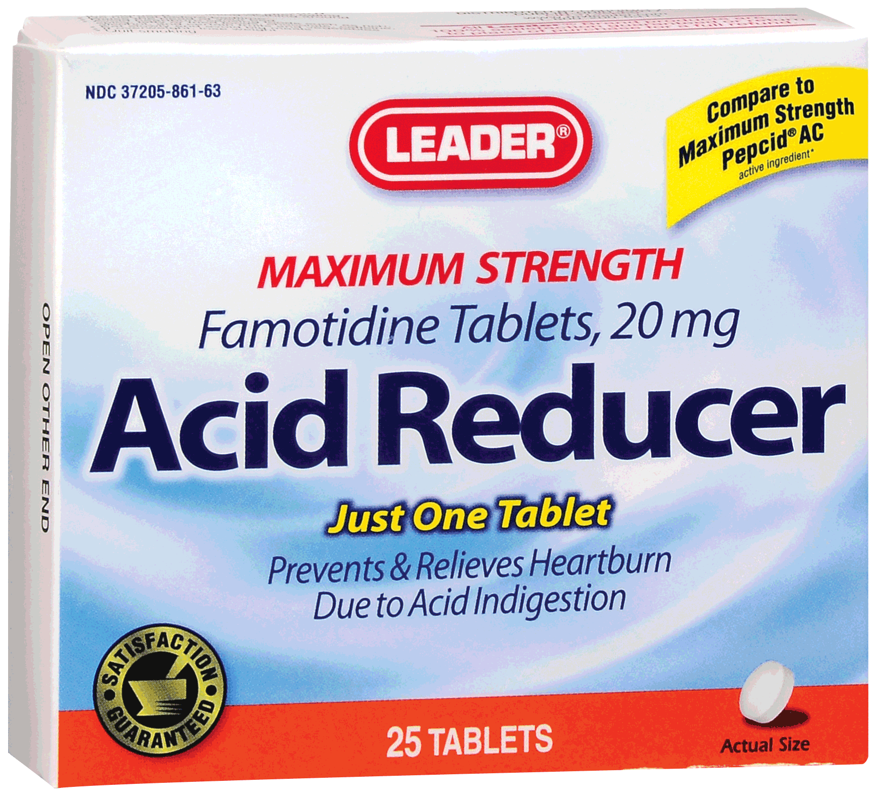 Leader Famotidine Acid Reducer Tablets 20 mg (25 Count)