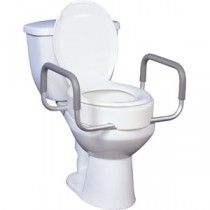 "Premium Raised Toilet Seat with Removable Arms 17"" Seat, White"