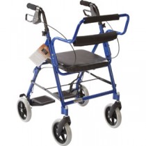 Transport Rollator with Padded Seat and Basket, Blue