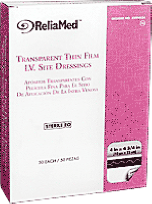 "ReliaMed Sterile Latex-Free Transparent Thin Film I.V. Site Adhesive Dressing 4"" x 4-3/4"""